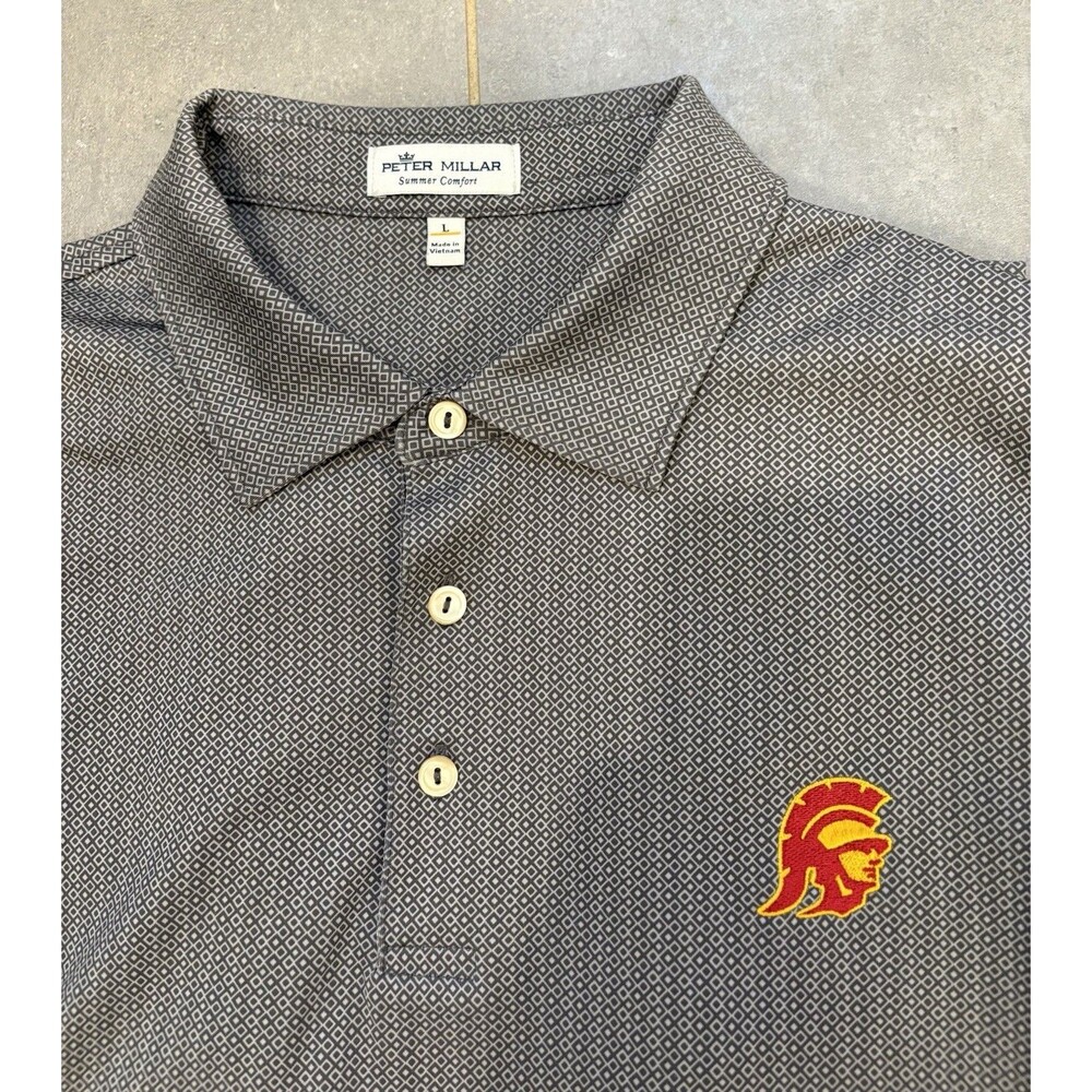Peter Millar Summer Comfort USC Trojan Border Performance Jersey Polo Men’s Sz L